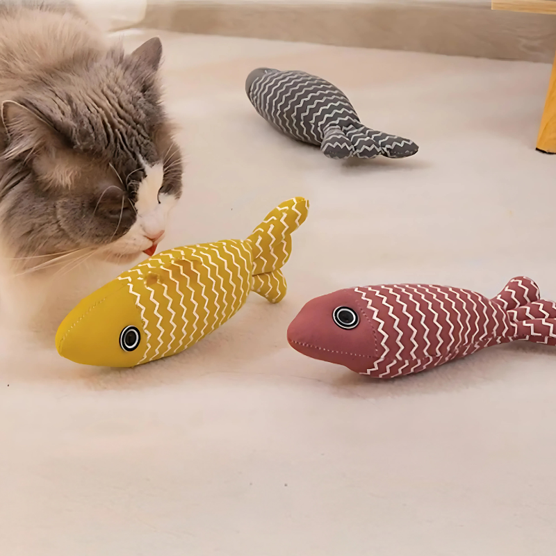 FinFrenzy interactive catnip fish toys pack for ultimate feline fun and stimulation.