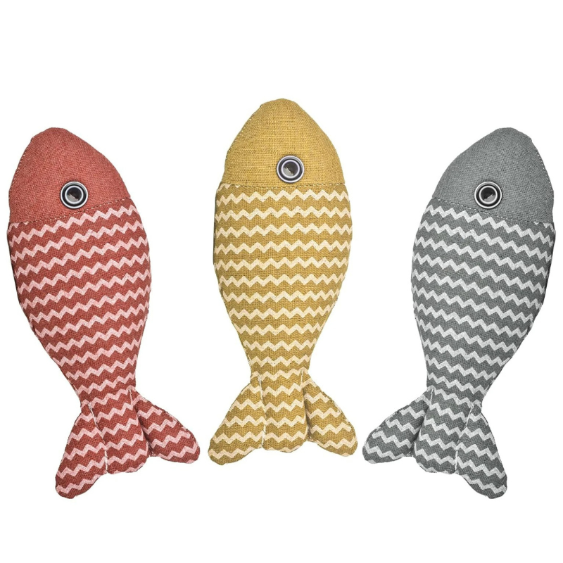 High-quality FinFrenzy 3-pack of catnip fish toys, perfect for interactive play.