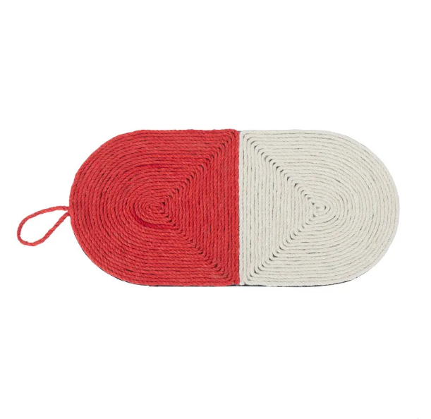 Sisal fish design scratching mat, a versatile cat toy for claw health. Protects furniture from kitty claws.