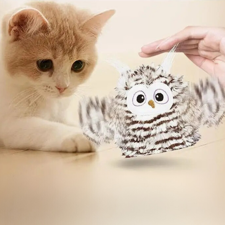 FlappyOwl interactive cat toy with flapping wings for feline entertainment and playtime