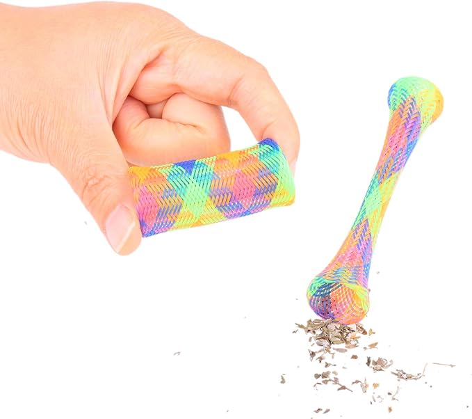Interactive cat toy featuring a flexible mesh stick, perfect for pet play and enriching your cat's life.