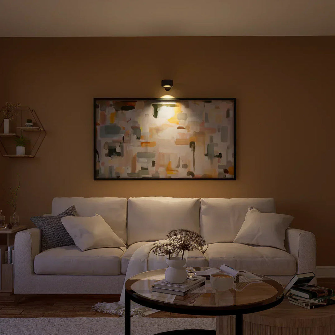 FlexiGlow dimmable wall light showing off its modern aesthetic and warm glow.