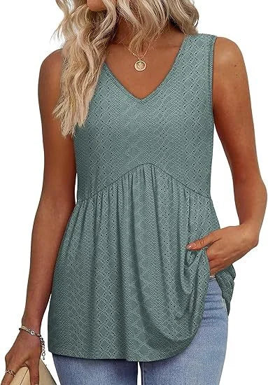 Leopard print V-neck sleeveless peplum tank top for women. Trendy ladies summer wear.