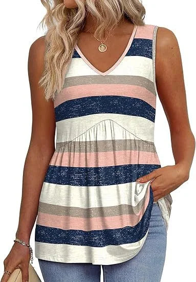 Trendy leopard print V-neck sleeveless peplum tank top. Perfect for ladies' summer outfits.