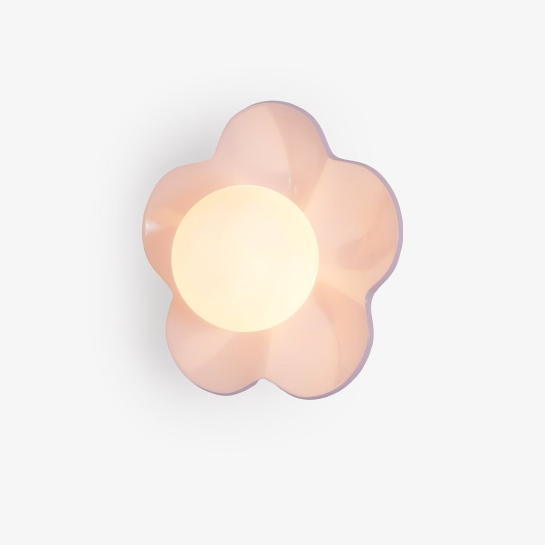 Floral resin & glass wall or ceiling light for modern indoor decor.
