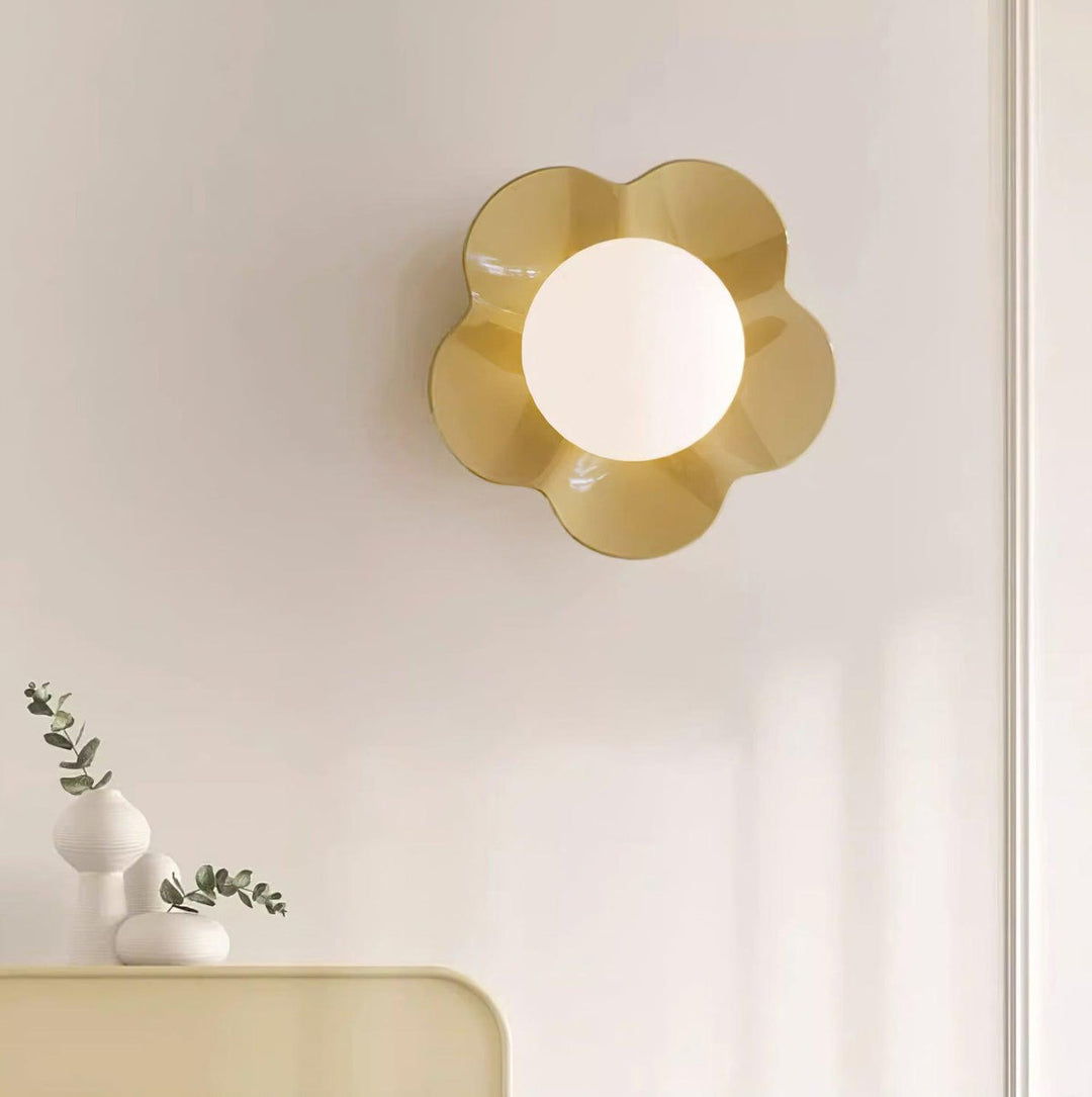 Indoor ceiling light: Floral resin with beautiful glass diffuser.