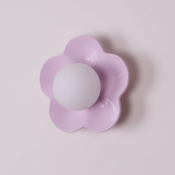 Stunning floral resin & glass ceiling lamp for ambient home decor.