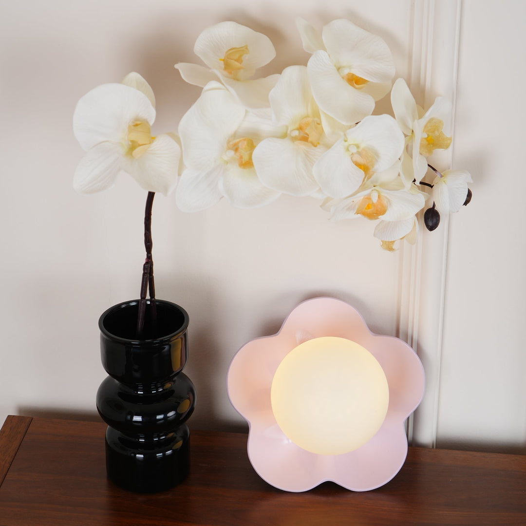 Semi-flush floral resin & glass ceiling light, decorative home accent.