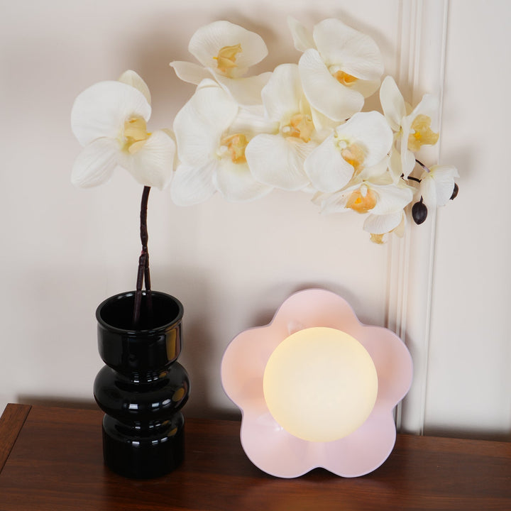 Semi-flush floral resin & glass ceiling light, decorative home accent.