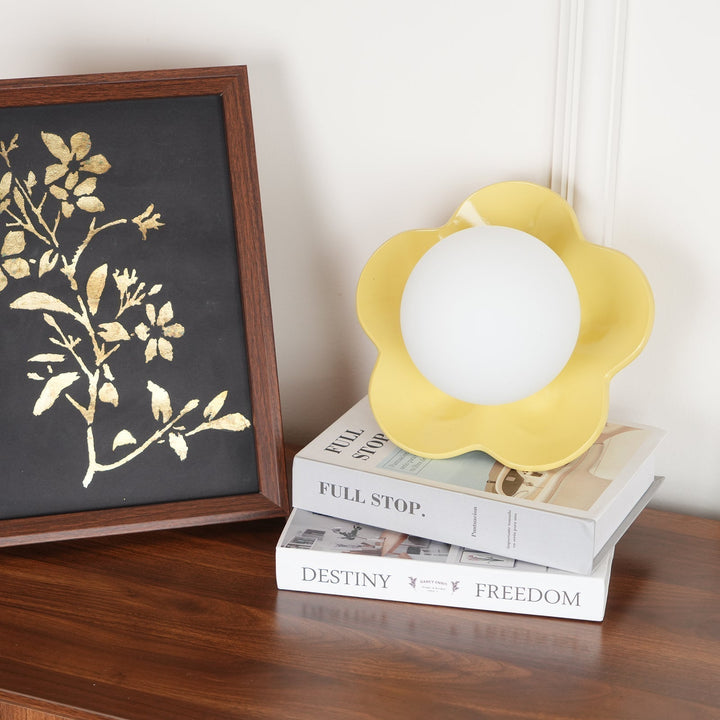 Contemporary floral design resin & glass decorative light fixture.