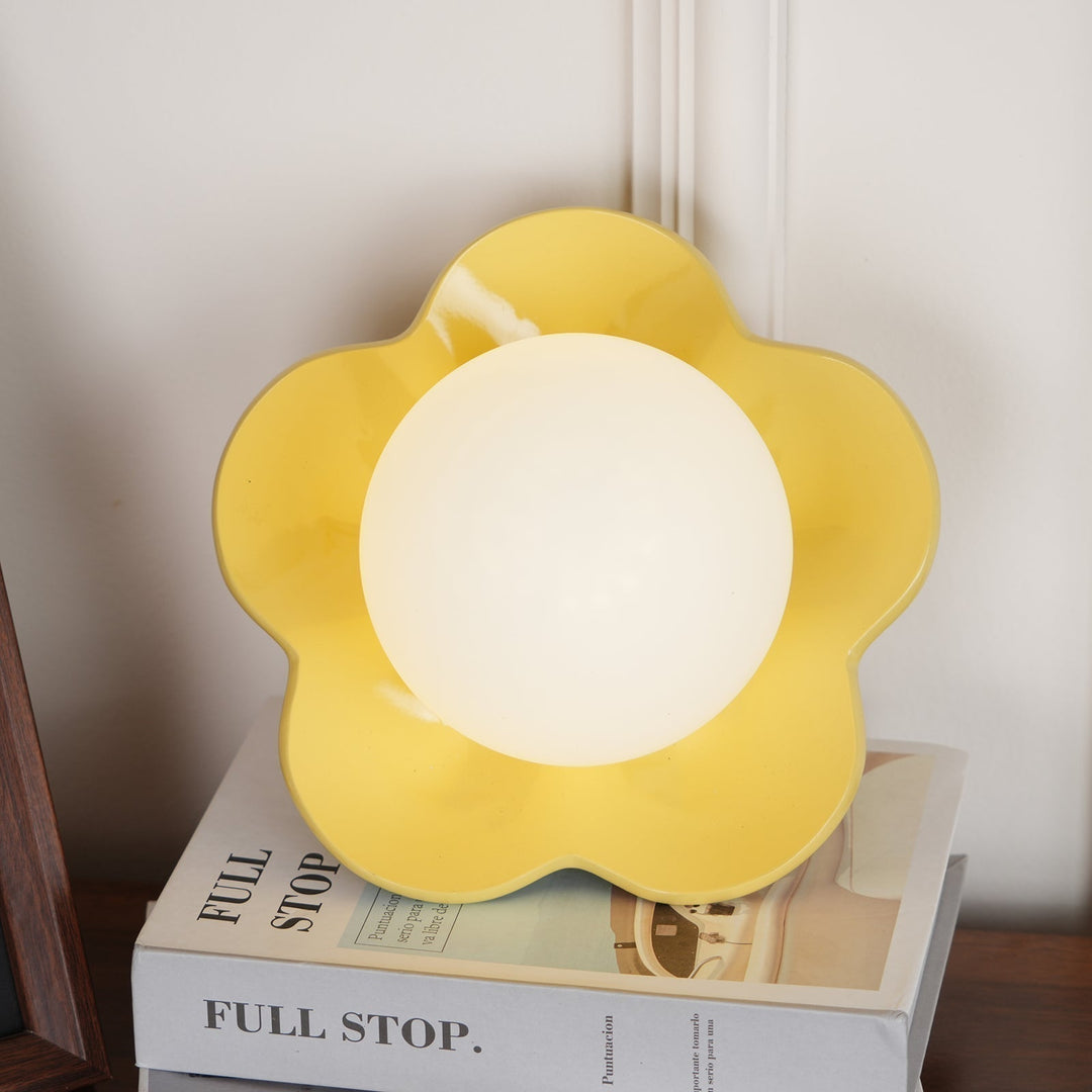 Home lighting solution: Floral resin & glass wall/ceiling lamp.