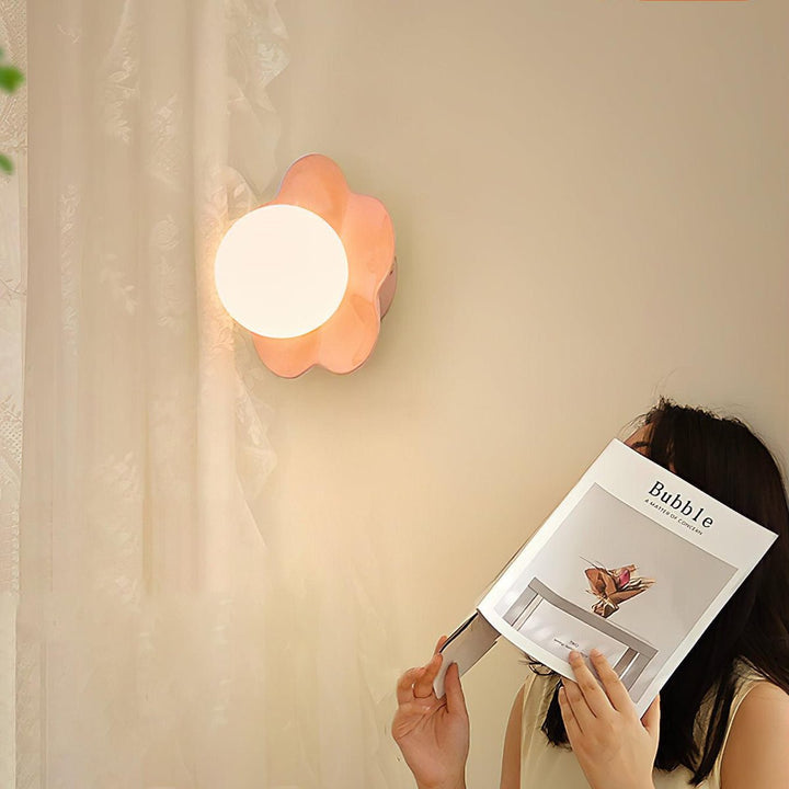 Ambient floral resin & glass ceiling lamp, perfect for decorative lighting.