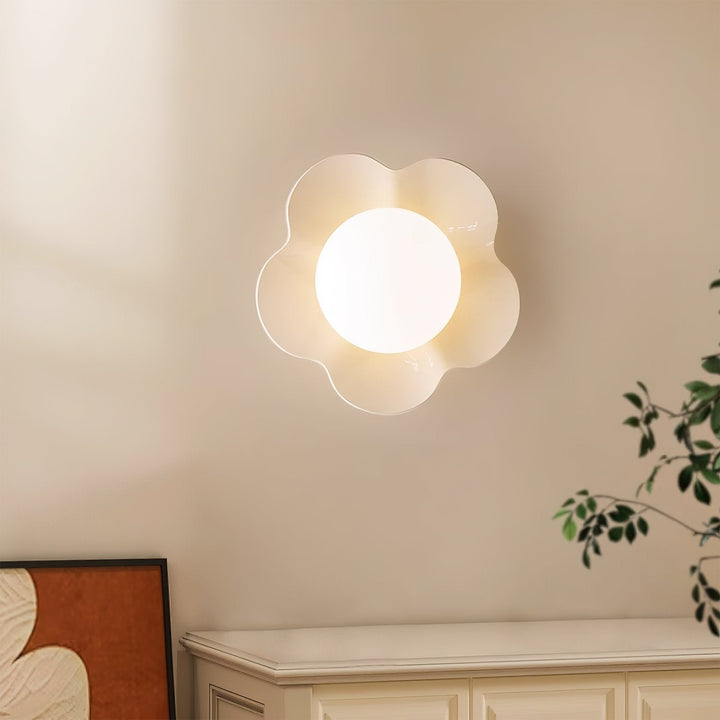 Decorative floral resin & glass light for ceiling or wall mounting.