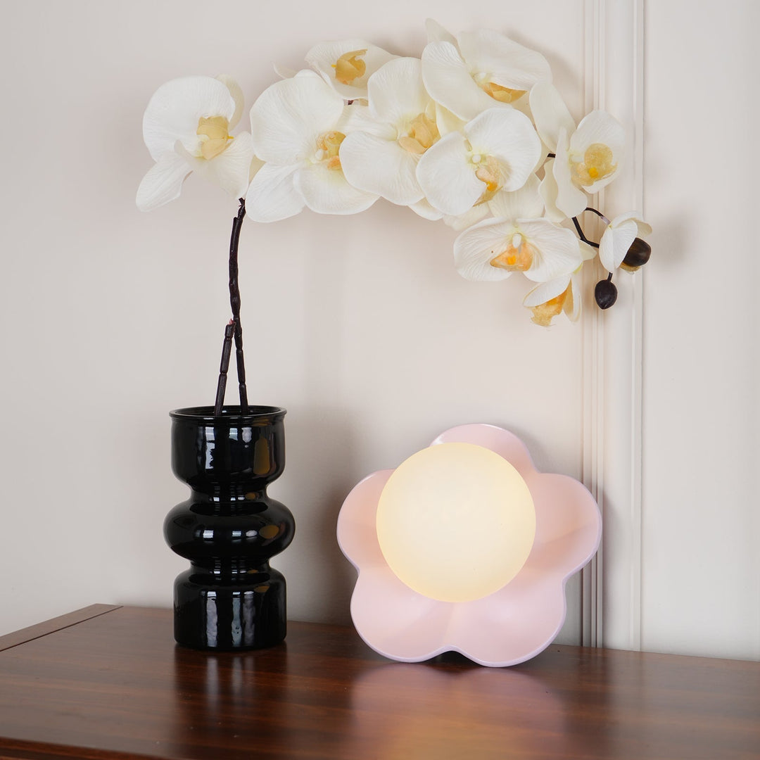 Beautiful floral resin & glass ceiling light, enhancing home ambiance.