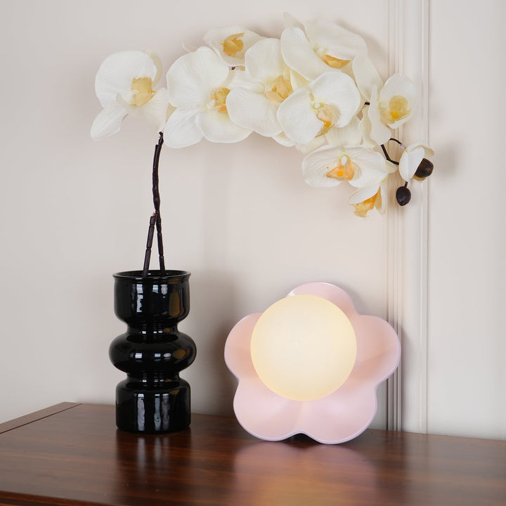 Beautiful floral resin & glass ceiling light, enhancing home ambiance.