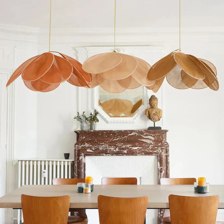 Unique natural flower ceiling lamp, offering modern ambient lighting and elegant home decor.