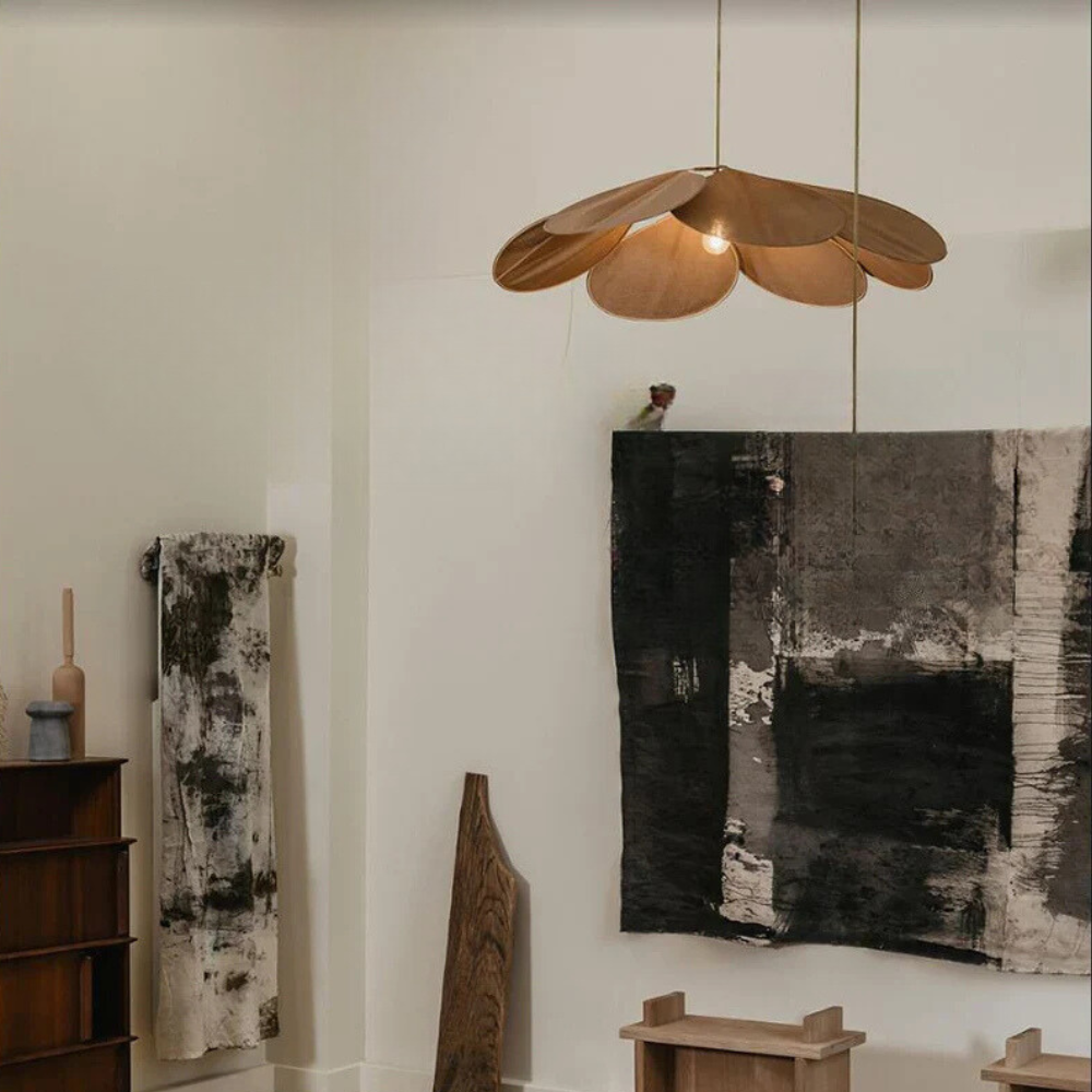 Decorative flower-shaped ceiling lamp, enhancing any room with soft, natural ambient light & modern style.