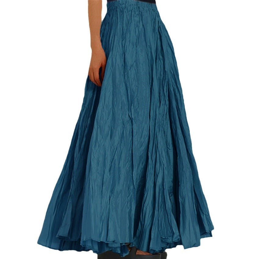 Women's elegant flowy midi skirt, pleated design & secure elastic waist.
