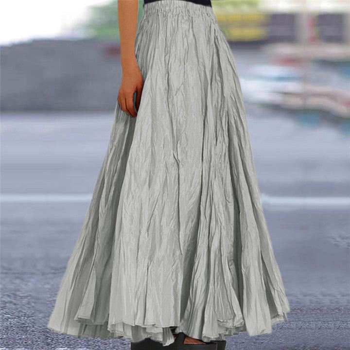 Chic women's A-line pleated skirt, elegant & comfortable with elastic waistband.