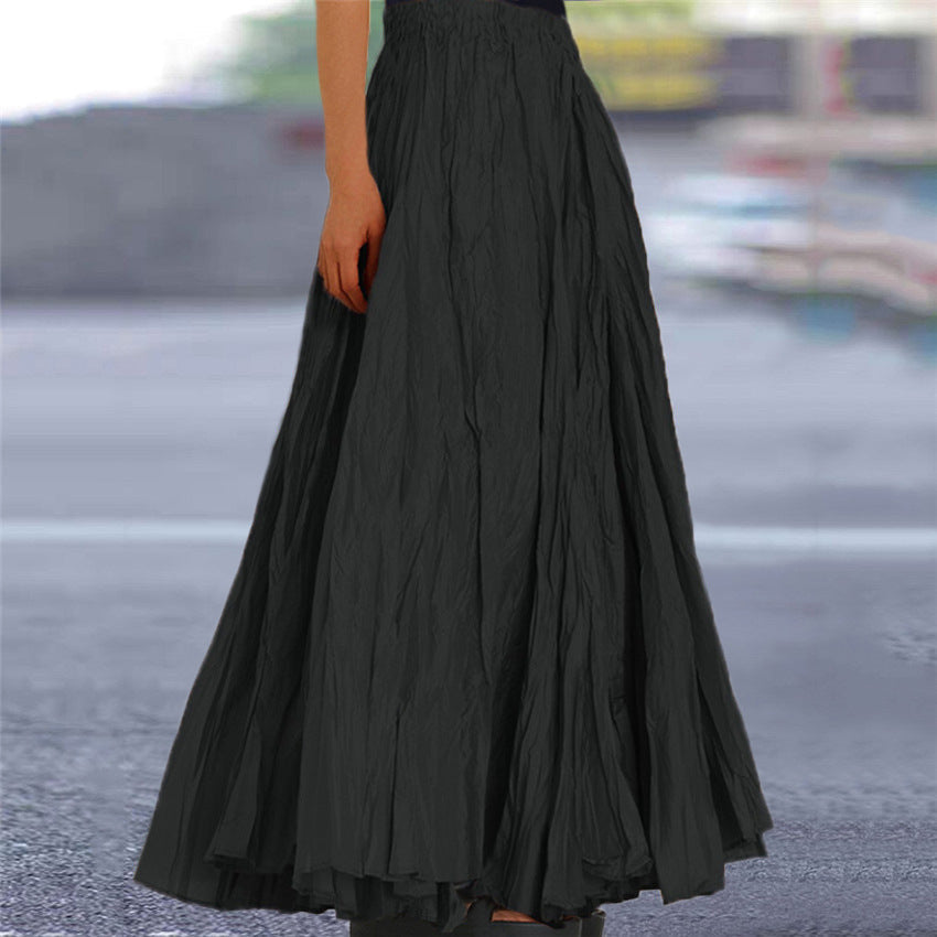 Chic women's flowy A-line skirt, pleated design & comfy elastic waist.