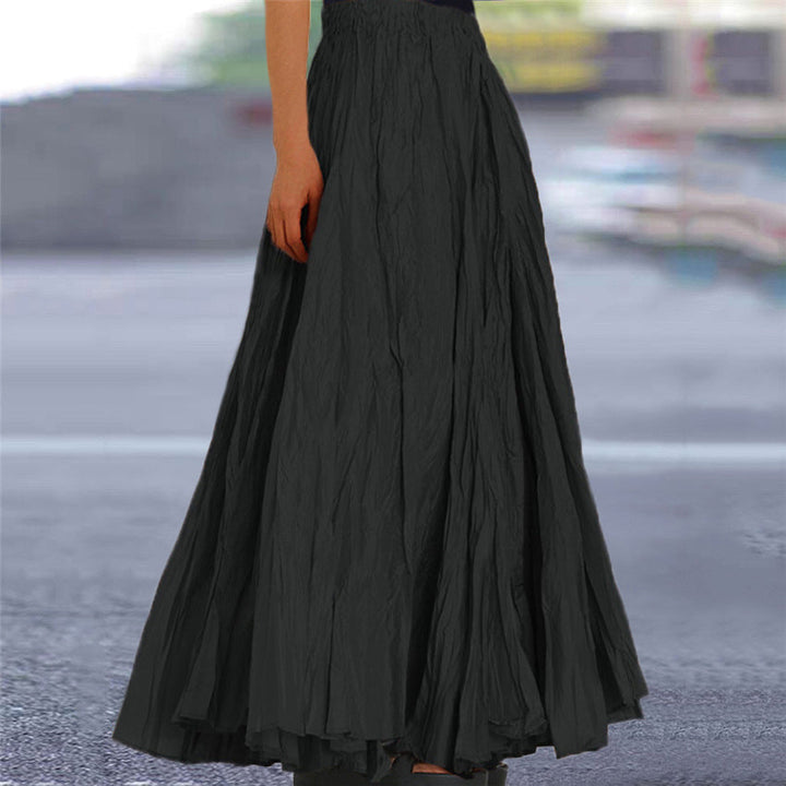 Chic women's flowy A-line skirt, pleated design & comfy elastic waist.