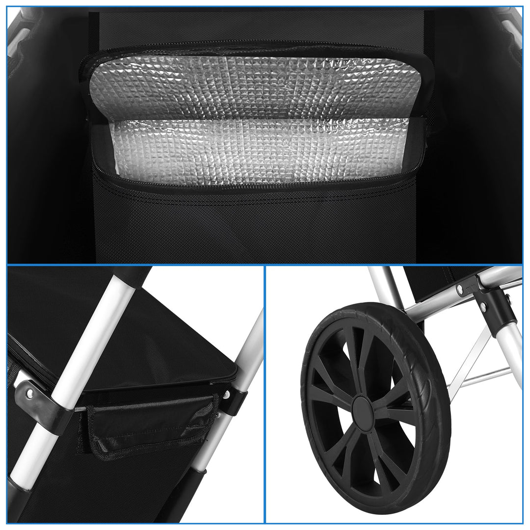 Lightweight, back-friendly 40L foldable rolling cart with smooth wheels & ample storage space.