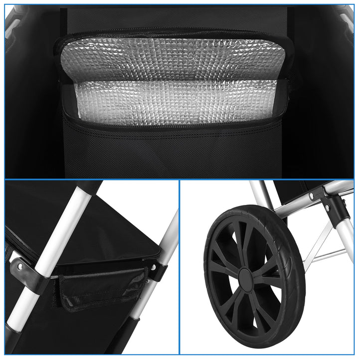 Lightweight, back-friendly 40L foldable rolling cart with smooth wheels & ample storage space.