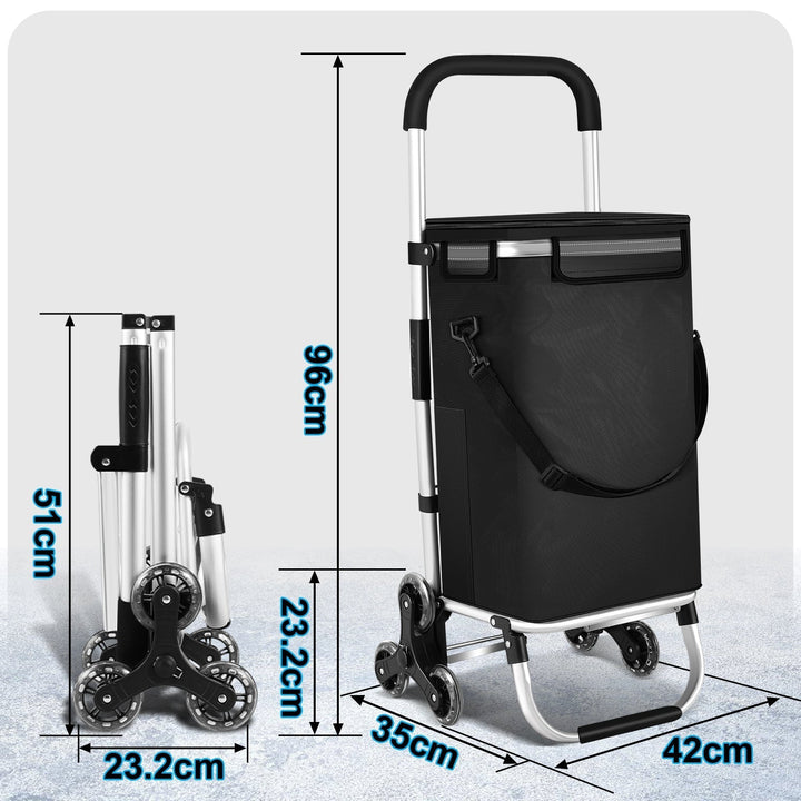 Durable 40L foldable shopping trolley bag with smooth-rolling wheels, ideal for heavy grocery loads.