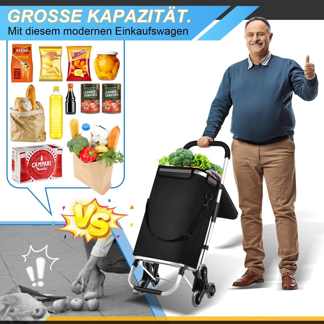 Lightweight, portable 40L foldable shopping trolley with smooth wheels for easy transport & storage.