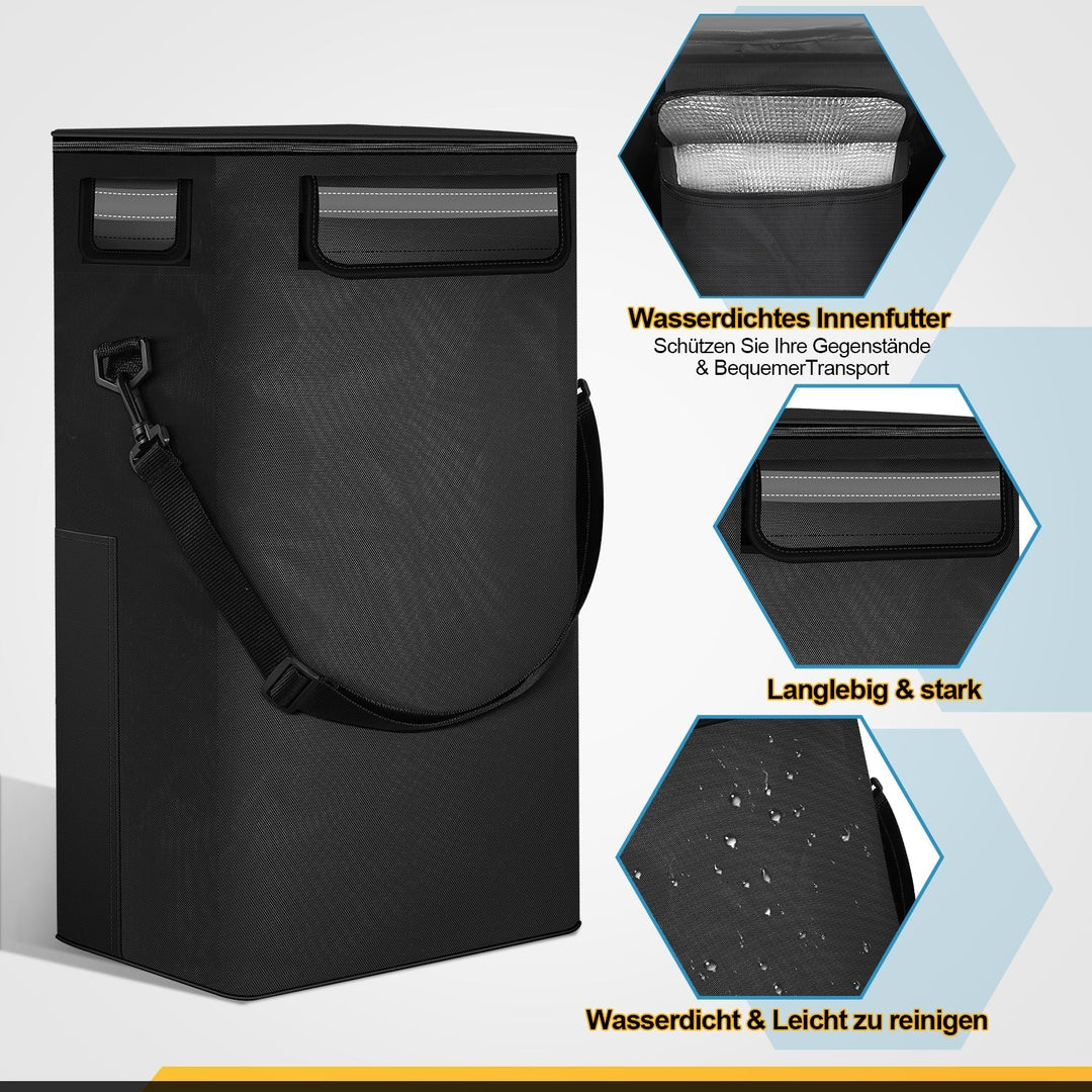 Foldable 40L shopping trolley with cooling compartment & smooth wheels for fresh groceries.