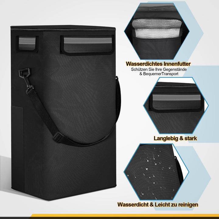 Foldable 40L shopping trolley with cooling compartment & smooth wheels for fresh groceries.