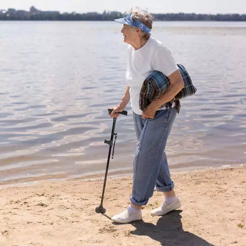 Packable foldable cane, ideal for seniors needing a reliable walking companion.