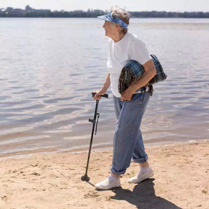 Packable foldable cane, ideal for seniors needing a reliable walking companion.