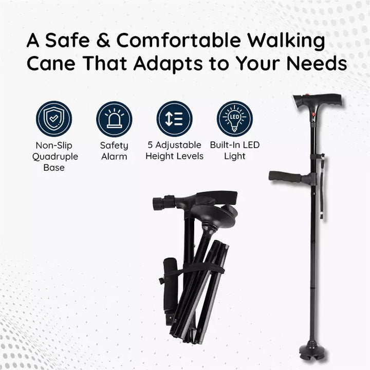 Non-slip foot of the aluminum walking cane ensuring maximum stability.