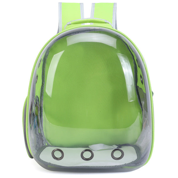 Ergonomic pet carrier backpack, foldable, clear view for stress-free pet travel.