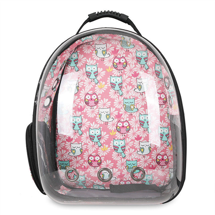 Pet supplies: foldable travel backpack with clear dome & ample ventilation.
