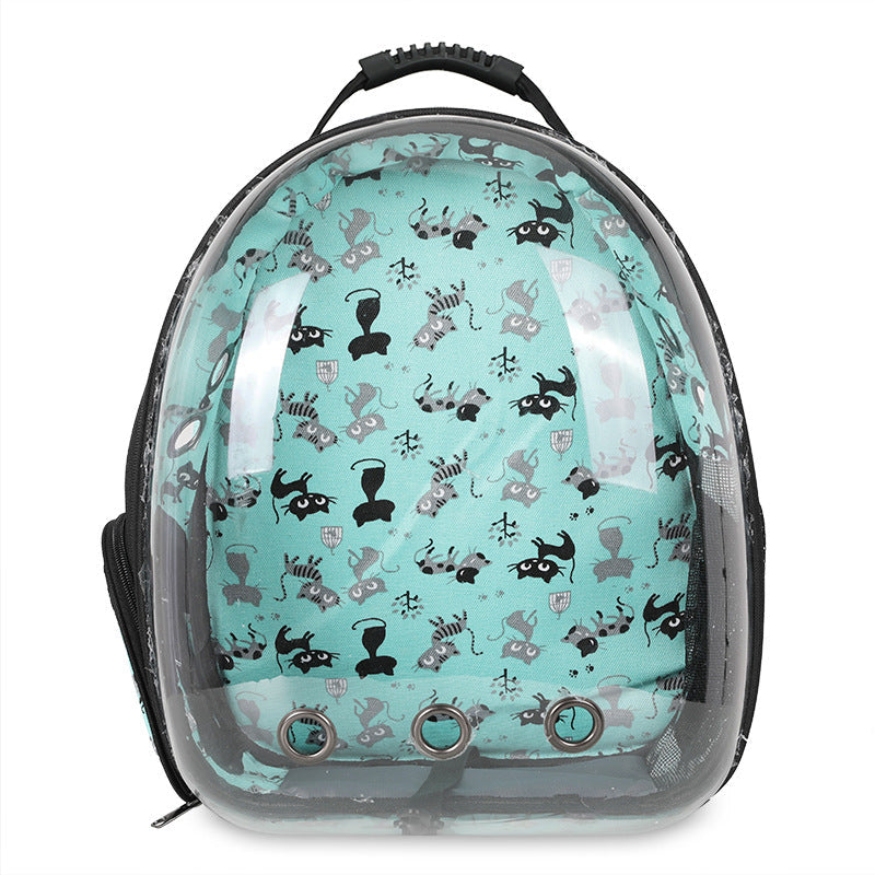 Small pet carrier backpack, clear view for cats & dogs, easy travel.