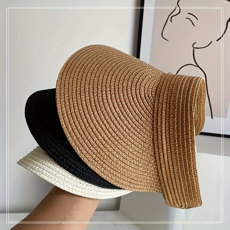 Foldable wide brim sun visor for women, offering chic sun protection.