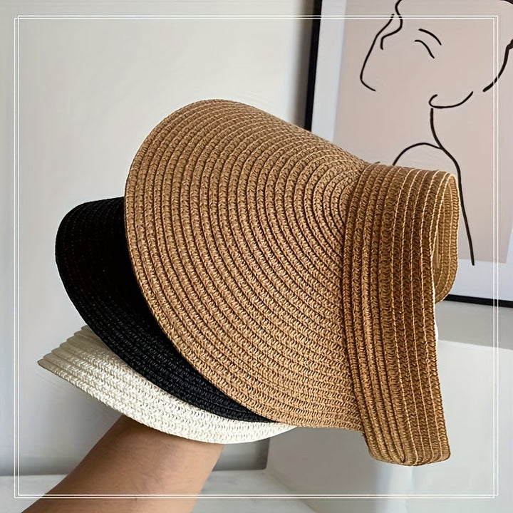 Foldable wide brim sun visor for women, offering chic sun protection.