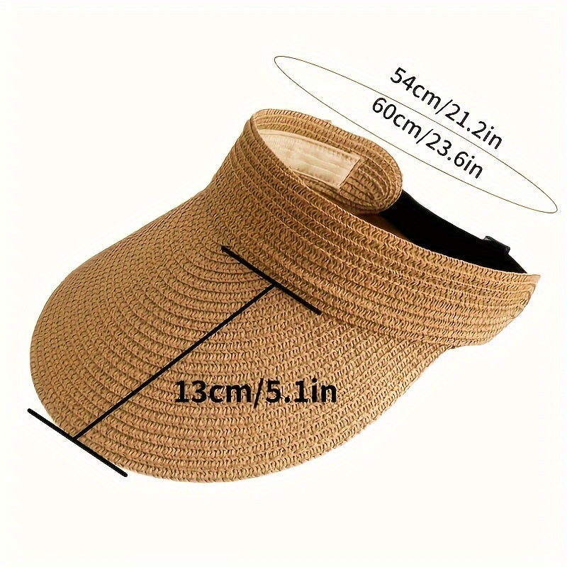Packable wide brim sun visor, offering stylish sun protection for women.