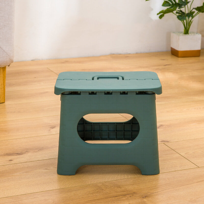 Lightweight folding step stool with handle for easy portability. Boosts height for kids & adults in any room.