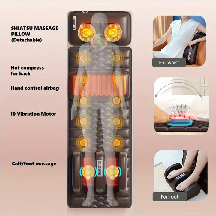 Experience deep relaxation with this full body massage mattress, targeting pressure points for comfort.