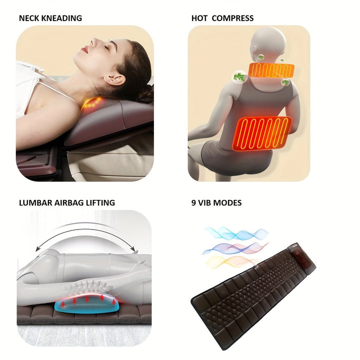 Portable full body massage mattress offers deep tissue relief & ultimate comfort after a long day.