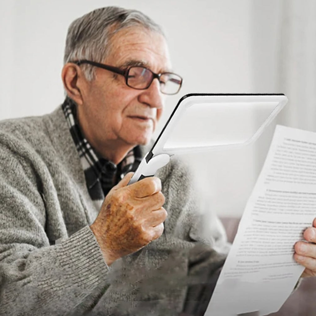 Full-page handheld magnifier for easy reading of books, newspapers & documents. Ideal for low vision & hobbies.