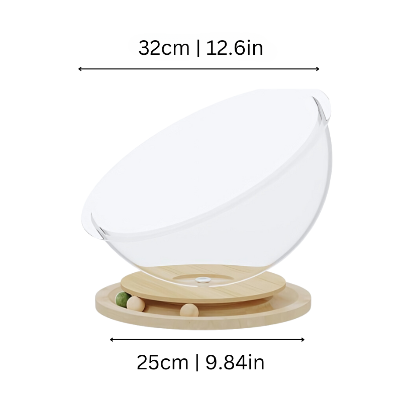 Sleek, modern cat bed designed as a transparent pod, providing a private retreat and interactive space.