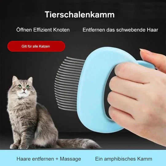 Ergonomic pet grooming tool: gentle massage brush for cats, removing loose fur & promoting a healthy coat.