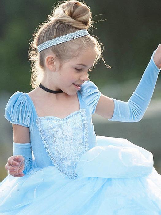 Enchanting girls' party dress, blue Cinderella costume for kids, ideal for special occasions and fancy dress.