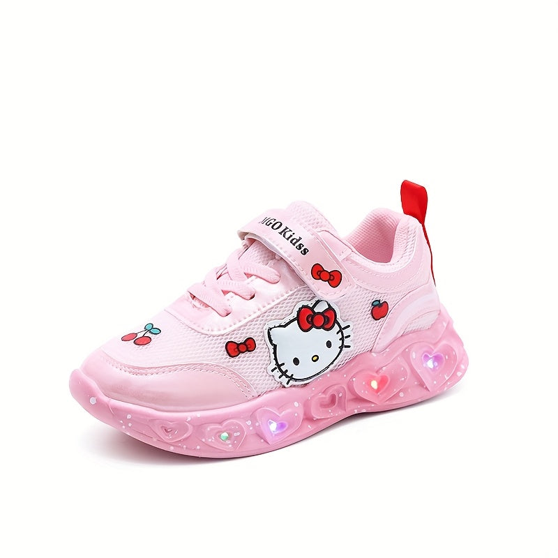 Breathable Hello Kitty sneakers with secure straps and fun LED lights.