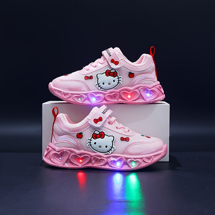 Comfortable and breathable Hello Kitty sneakers with bright LED lights.