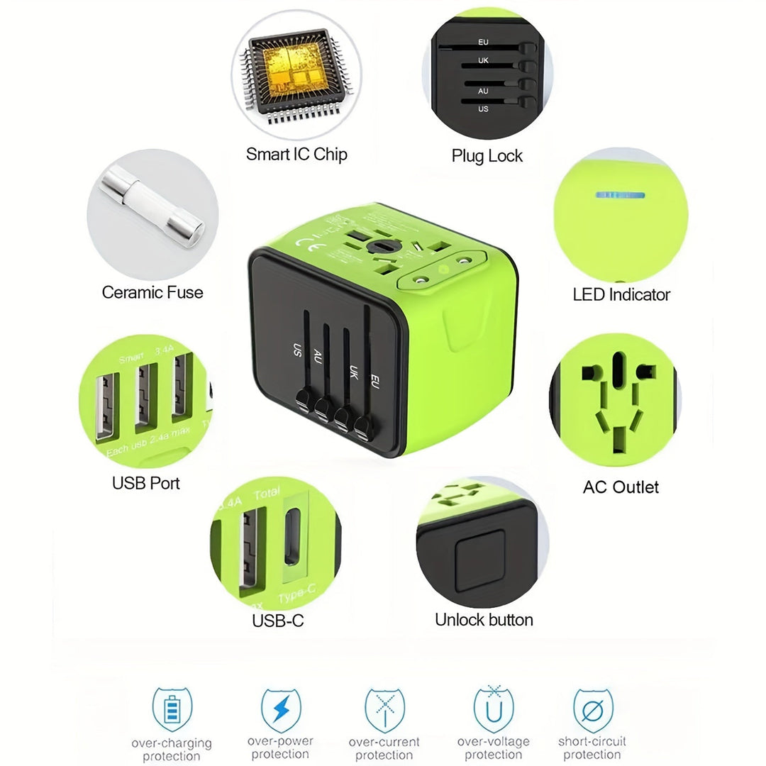 Stay charged internationally with this global fast USB-C travel adapter for all electronics.